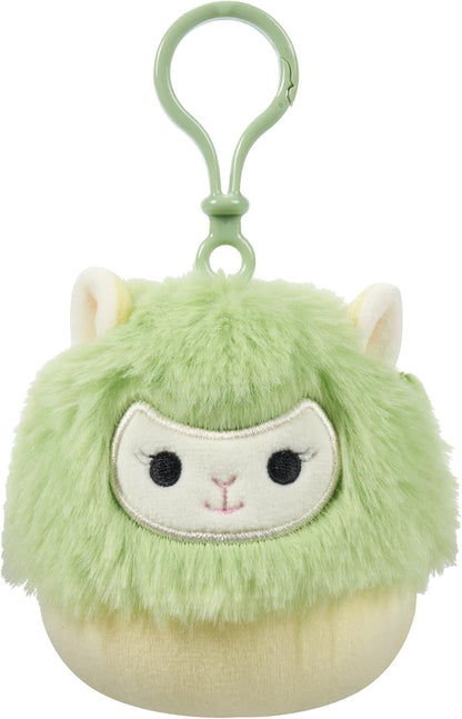 Squishmallows SQCR05530 3,5 polegadas Clip-On 5 Pack-Blue Skunk, Cream Bat, Purple Beetle, Lime Greem Llama, Yellow Dumbo Octopus