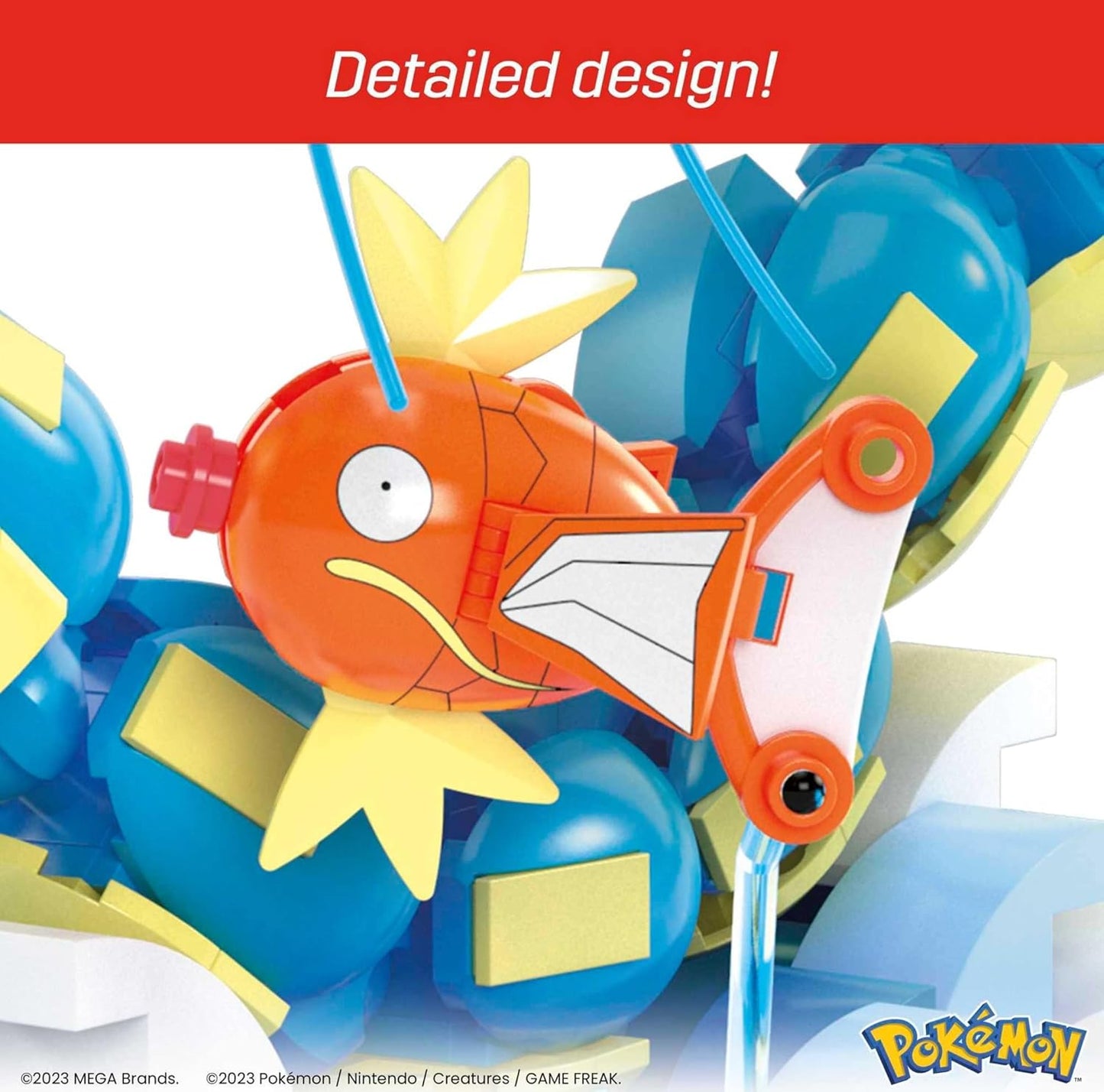 MEGA Conjunto de brinquedos de construção de bonecos de ação Pokémon para crianças, conjunto de evolução Magikarp com 411 peças, Gyarados montável e articulável, 20 polegadas, HNT95