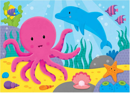 Galt, 4 quebra-cabeças em uma caixa - Oceano, quebra-cabeças para crianças, quebra-cabeças de 4, 6, 8 e 12 peças, a partir de 18 meses