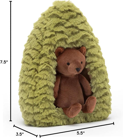 Jellycat Urso marrom Forest Fauna em formato de árvore de abeto, decoração de pelúcia colecionável