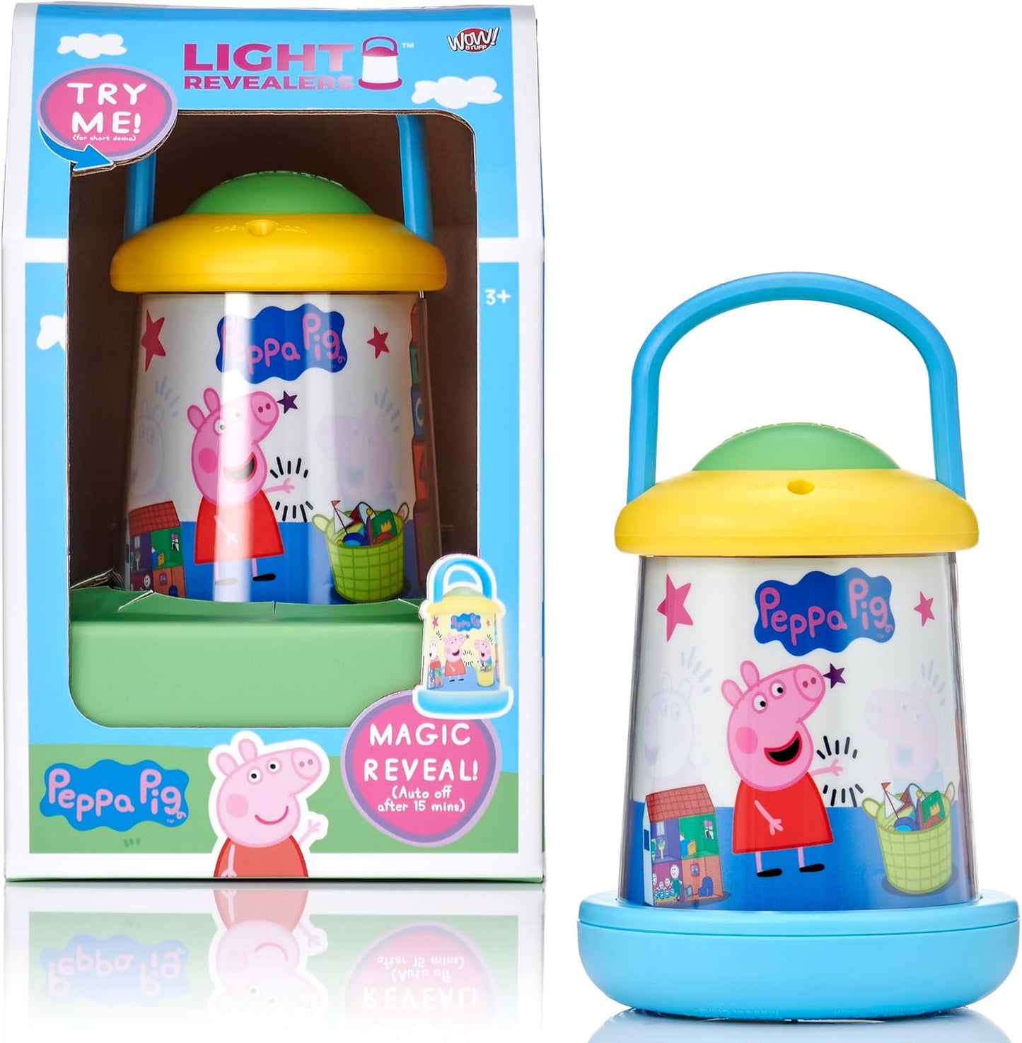 WOW! STUFF Light Revealers Peppa Pig Night Light - Lanterna com Cena Mágica 360° e Desligamento Automático - Luminária Portátil para Quarto Infantil com Alimentação USB ou Pilhas - Brinquedo Oficial da Peppa Pig