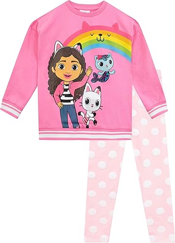DREAMWORKS GABBY'S DOLLHOUSE Conjunto de moletom e leggings para meninas | Conjunto coordenado Pandy Paws e Mercat | Roupas e conjuntos para meninas | Idades de 3 a 10 anos | Produto oficial da Gabby