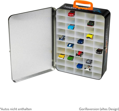 Theo Klein Estojo de armazenamento 2881 Hot Wheels | Maleta de metal para até 50 carrinhos | Compartimentos práticos | Dimensões: 37,5 cm x 26 cm x 8,5 cm | Brinquedo para crianças a partir de 3 anos | Multicolorido