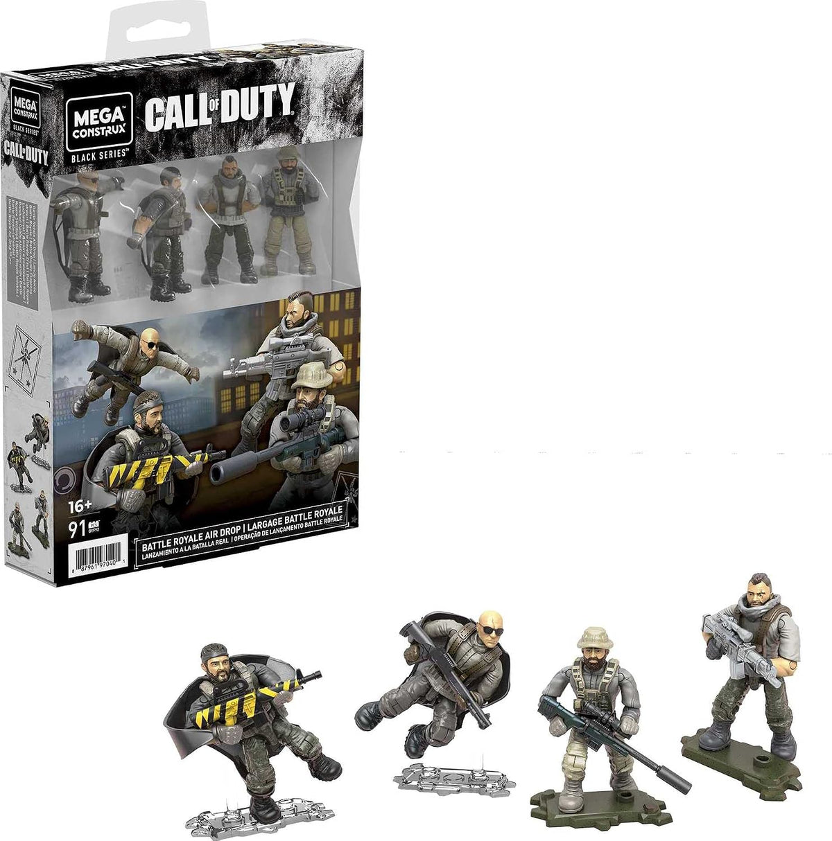 Mega Construx Black Series GYF92 Call of Duty Airdrop Battle Royale – Pacote com 4 Minifiguras Articuladas + Acessórios