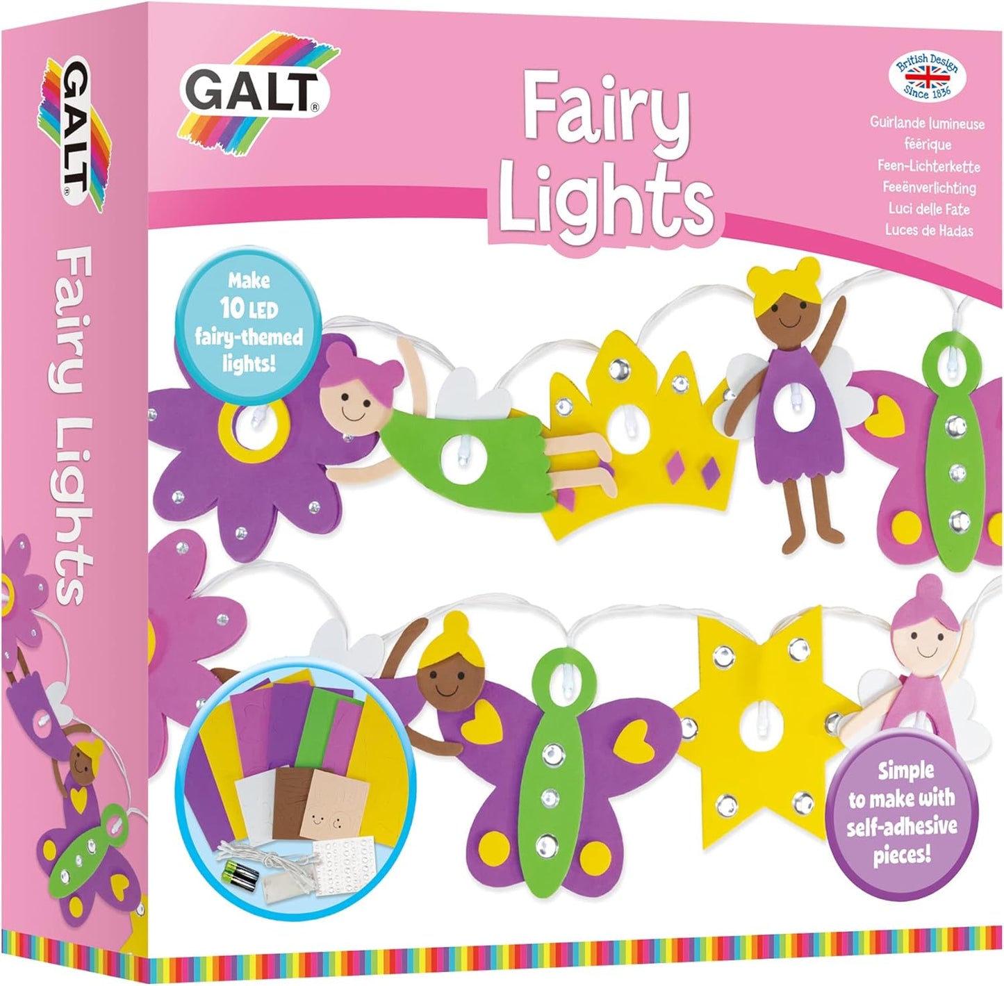 Galt Toys Dino Lights Origami LED Dinosaur Creative Craft Kit, Galt, Luzes de Fada, Kits de Artesanato para Crianças, Idades 5 Anos Acima, Médio, Galt Luzes de Flores - Conjunto de Artesanato e Artesanato Infantil Creative Cases
