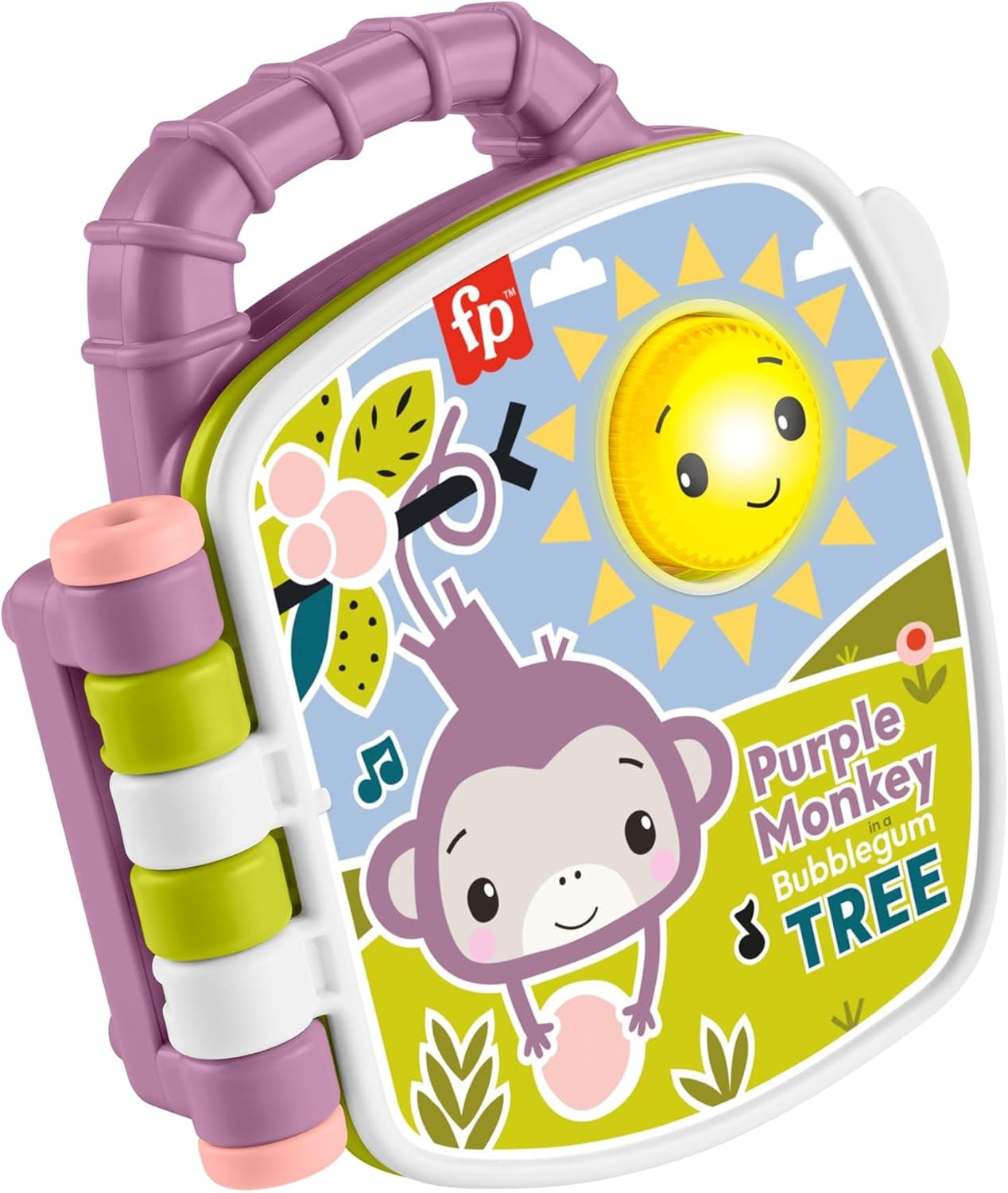 Brinquedo Fisher-Price Macaco Roxo Livro de Histórias Musical com Luzes e Sons para Bebês e Crianças a partir de 6 Meses, JFC75