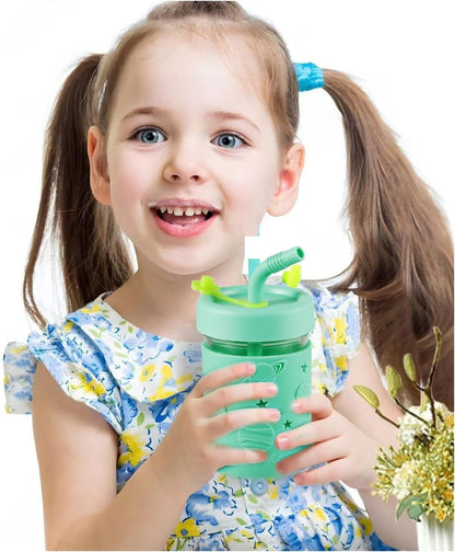 PandaEar Conjunto de 4 Copos de Vidro para Crianças e Bebês, Estilo Mason Jar, 250ml, com Capas de Silicone e Canudos, Copos Antivazamento para Smoothies e Lanches.