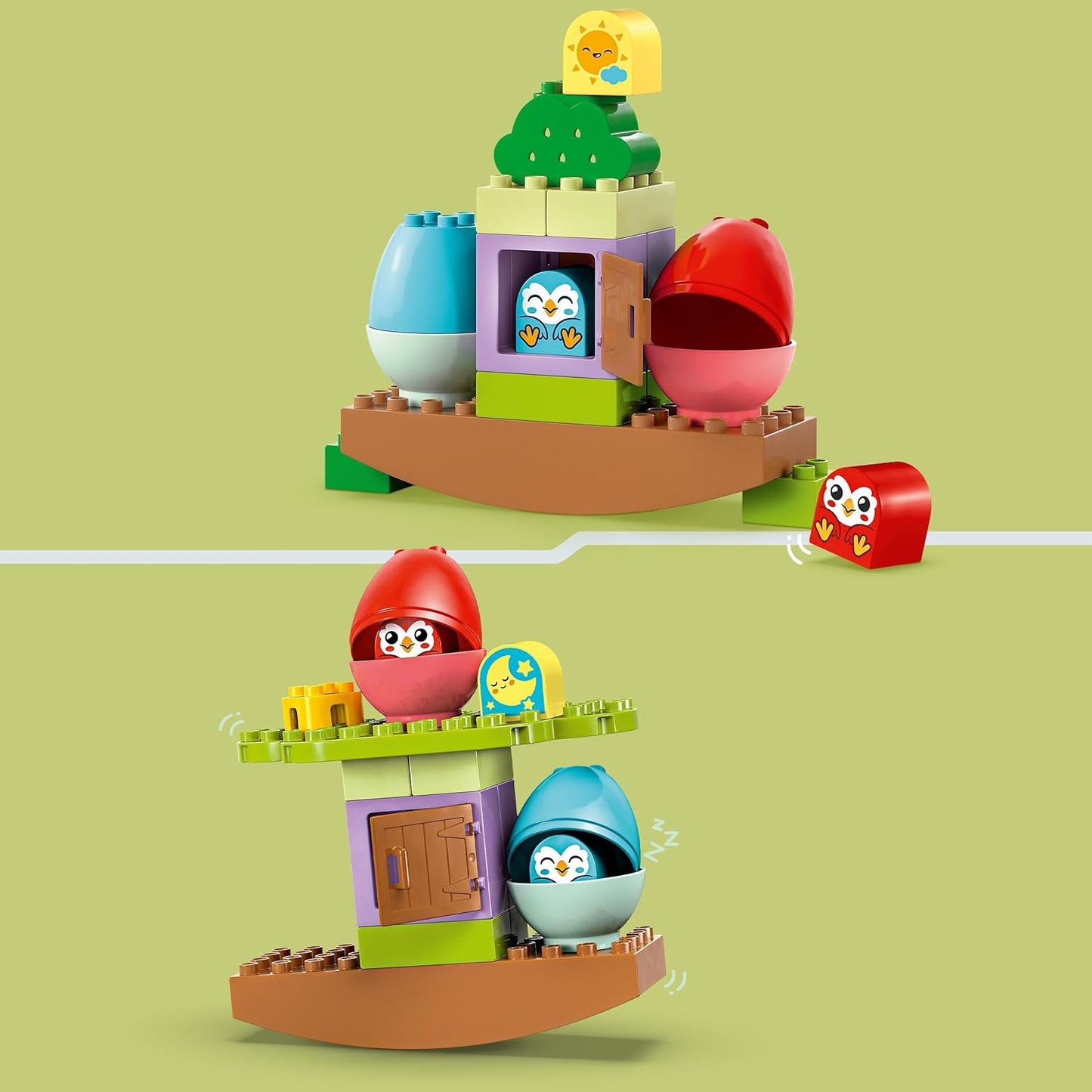 LEGO DUPLO Minha primeira árvore de equilíbrio e empilhamento, brinquedos educativos para meninos e meninas de 1,5 anos ou mais, conjunto de aprendizagem para crianças com 2 figuras de pássaros incentiva brincadeiras criativas