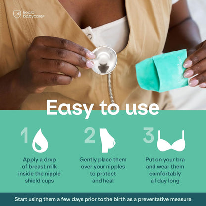 Koala Babycare Protetores de mamilo em prata 100% - Protetores de mamilo para amamentação de recém-nascidos - Protetores para fissuras mamárias | Dispositivo Médico Classe 1 Koala Silver Cup