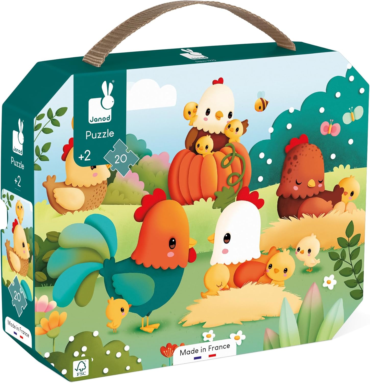 Janod - Welcome To The Farmyard Puzzle - Quebra-cabeça de papelão FSC