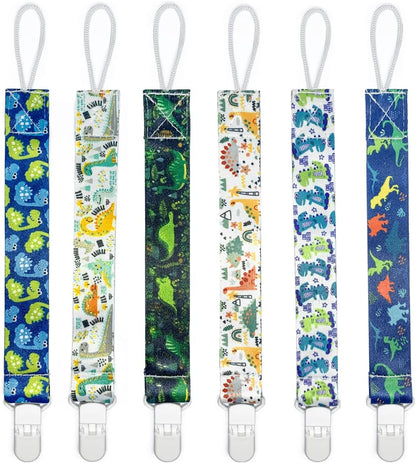 PandaEar Conjunto de 6 prendedores de chupeta, prendedores universais para chupeta e mordedor, correntes para chupeta, alça para brinquedos para meninos e meninas.