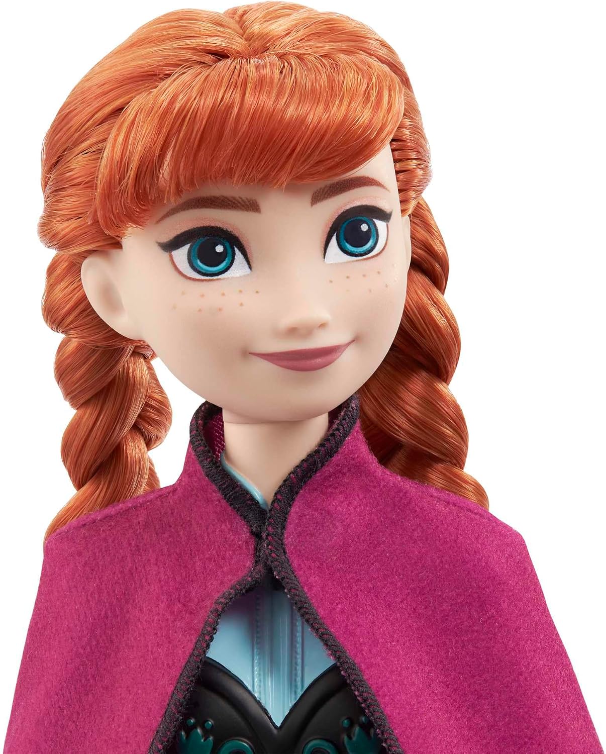 Mattel Boneca Disney Frozen Anna com Visual do Primeiro Filme | Boneca Articulada com Traje de Viagem Característico (Capa, Saia e Botas) e Cabelo Trançado, Inspirada em Disney Frozen, HLW49