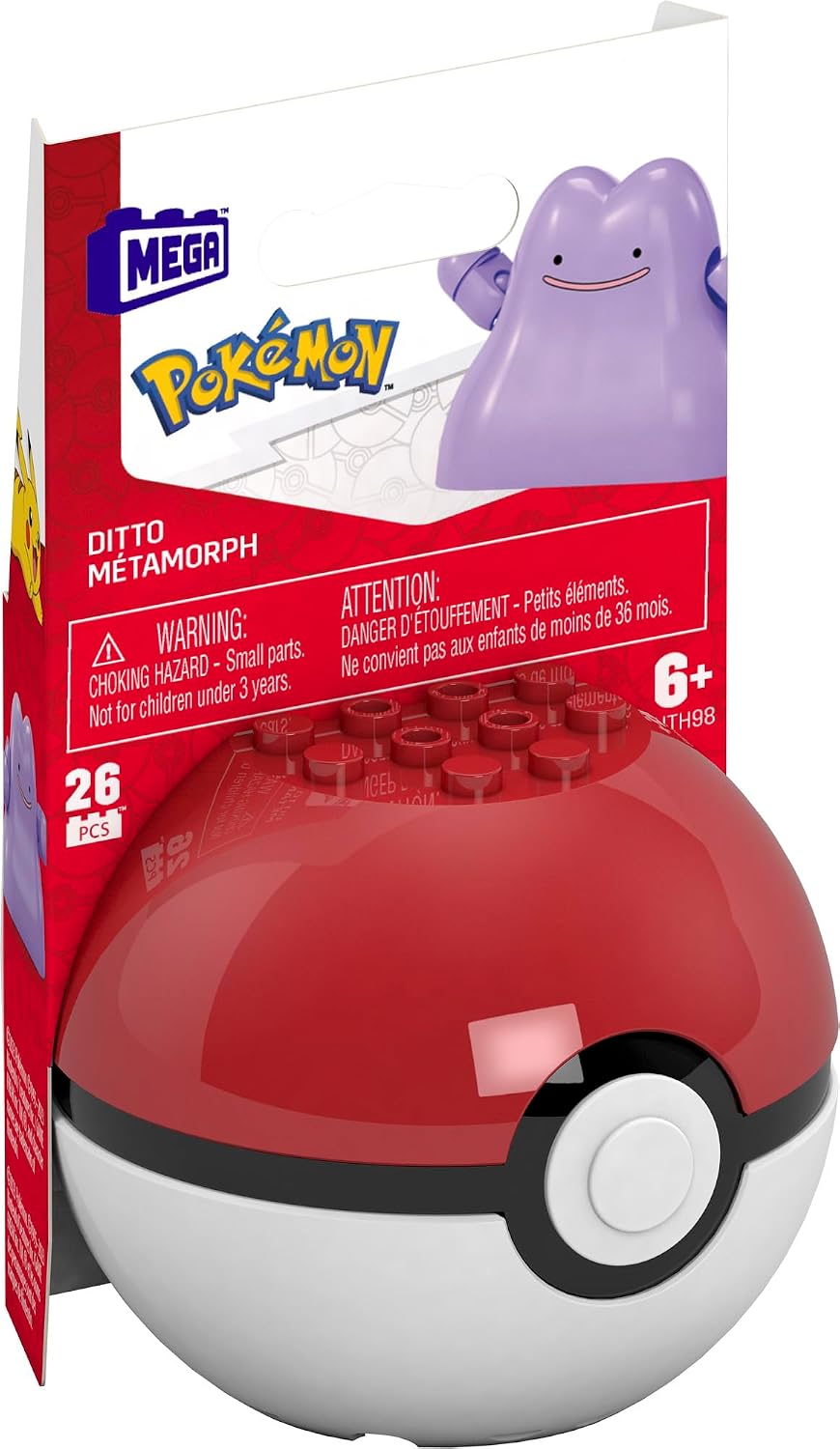 Mega Brands Pokémon Construx em Pokébola (Séries Evergreen e Generations) – (Ditto) Produtos oficialmente licenciados