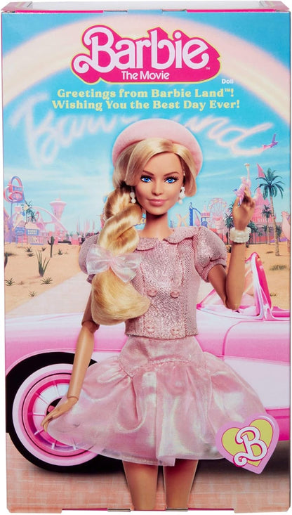 Barbie: O Filme - Boneca Colecionável, Margot Robbie como Barbie, Vestindo Blusa Rosa e Saia Tutu, com Cabelo Penteado e Joias Combinando, JBJ53
