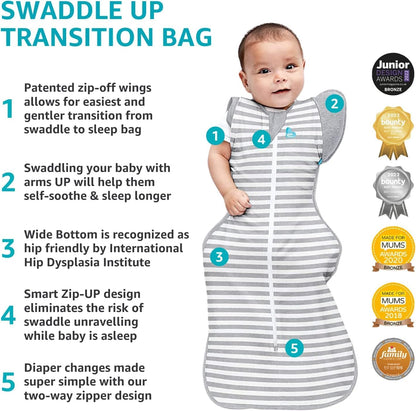 Love To Dream™ Swaddle UP™ Cinta de Quadril, Tamanho Grande (8,5–11 kg) – Branca | Mantém a perna no lugar | Ajuste mais largo na parte inferior | 1.0 Tog | Ideal para primavera e verão (20–24 °C) | Algodão lavável à máquina com zíper duplo