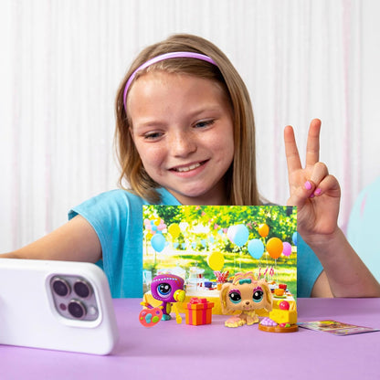 Littlest Pet Shop Série 2 Festa no Jardim Petfluencer | O conjunto Petfluencer inclui 2 mini brinquedos LPS, 4 acessórios, 1 cenário, 1 cartão colecionável e 1 código virtual | Brinquedos colecionáveis para meninas e meninos