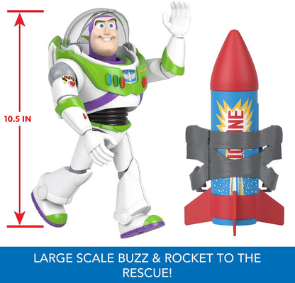 Mattel Disney e Pixar Toy Story Buzz Lightyear Resgate do Foguete | Boneco de Ação Falante com mais de 20 Sons e Frases, Viseira do Capacete Móvel, Escala de 12 Polegadas (aprox. 30 cm), HTR73
