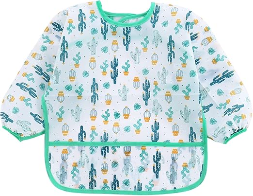 PandaEar Conjunto de 3 Babadores para Desmame com Mangas Compridas | Babadores Impermeáveis para Bebês de 6 a 24 Meses