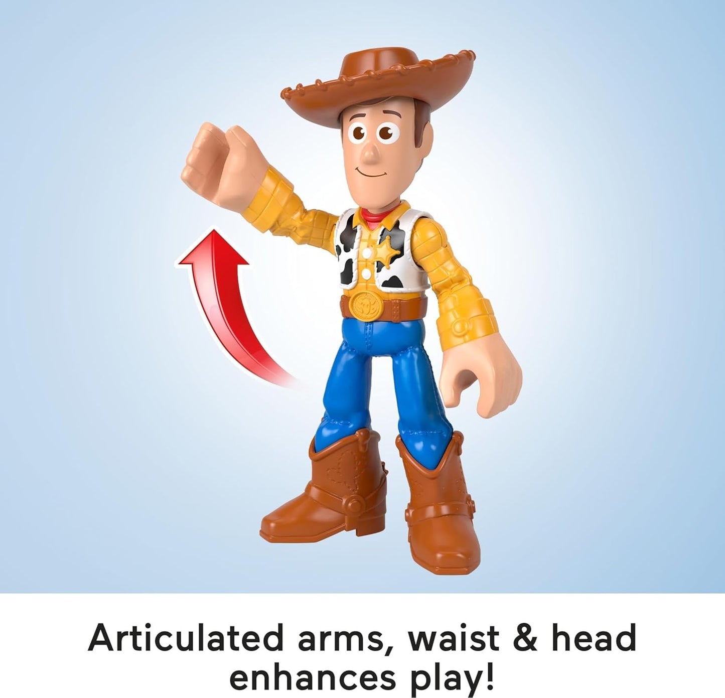 Fisher-Price Figura de ação Woody da Imaginext XL de 24 cm com articulação, vestindo o visual característico do filme, inspirada em Toy Story da Disney e Pixar, JMD33