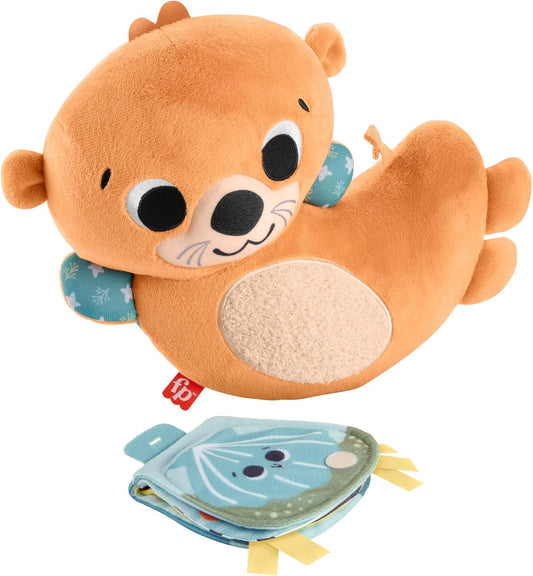 Brinquedo para Bebê Fisher-Price 2 em 1: Lontra de Pelúcia com Livro Macio para Atividades Sensoriais e Balanço na Barriga, Ideal para Recém-Nascidos a partir de 0 Meses, HXG96