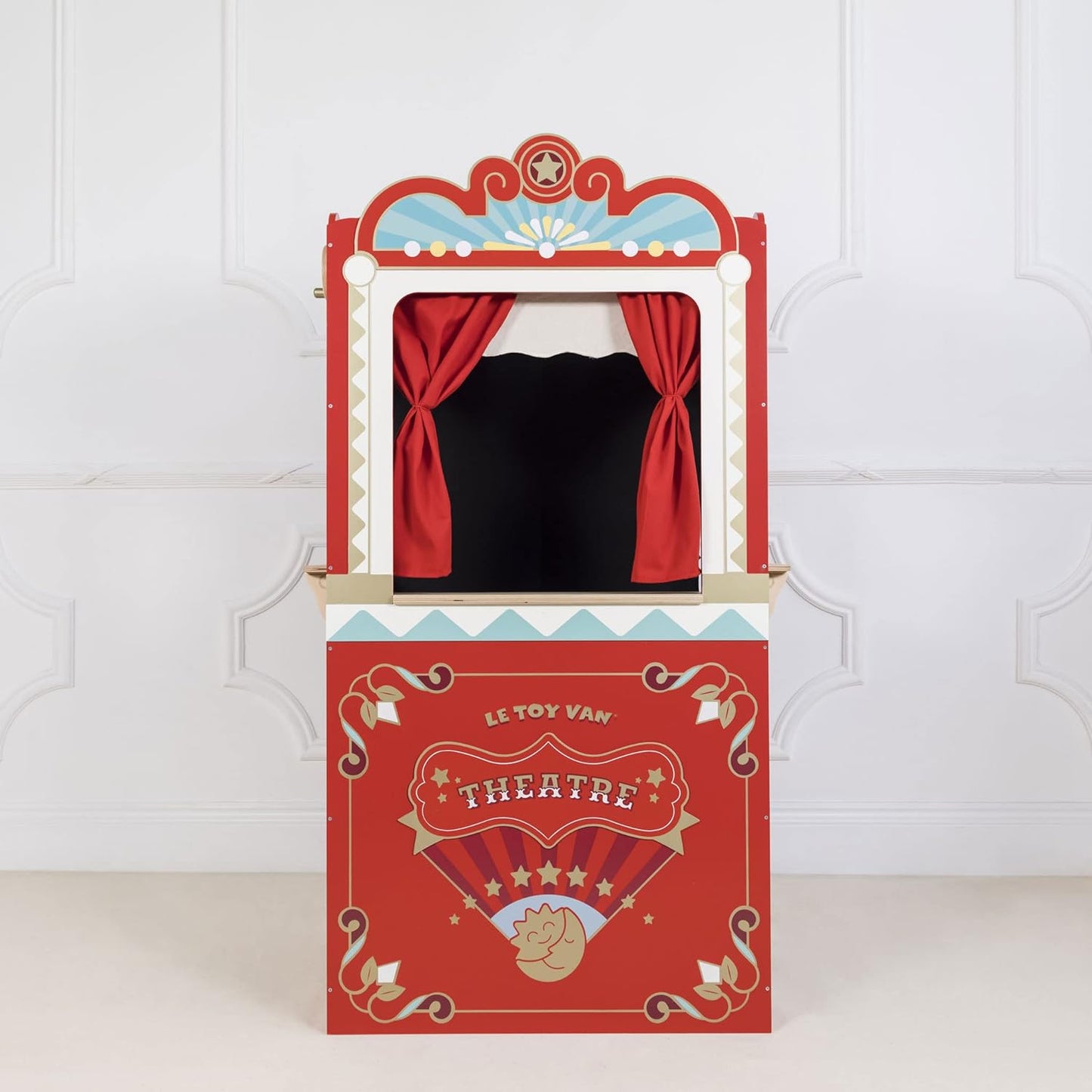 Le Toy Van - Teatro educativo de marionetas en madera | Juguete de juego de rol para niños: apto para mayores de 3 años, multicolor, 69,85 x 40,89 x 121,92 cm