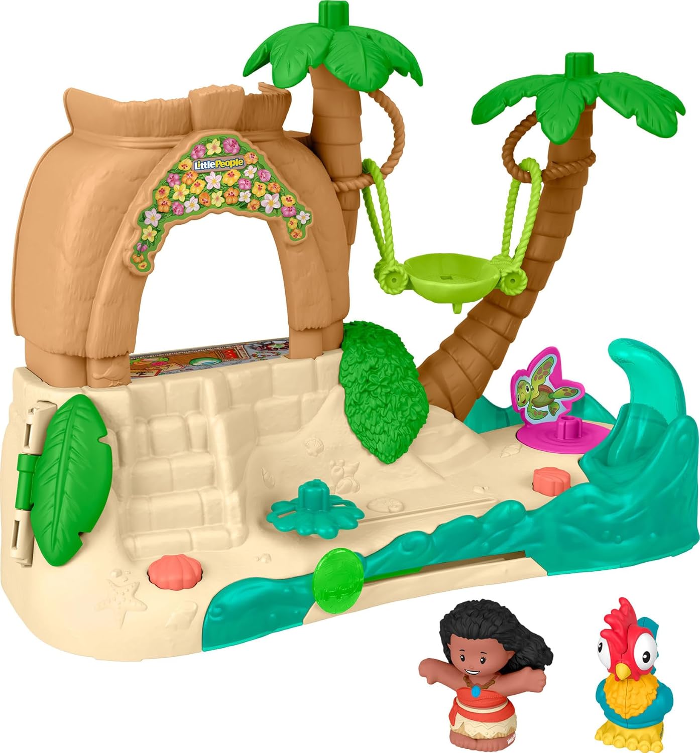 Brinquedo Fisher-Price Little People Disney Princess Moana Adventure Village Playset com figuras para brincadeiras de faz de conta para crianças a partir de 18 meses, JGP44