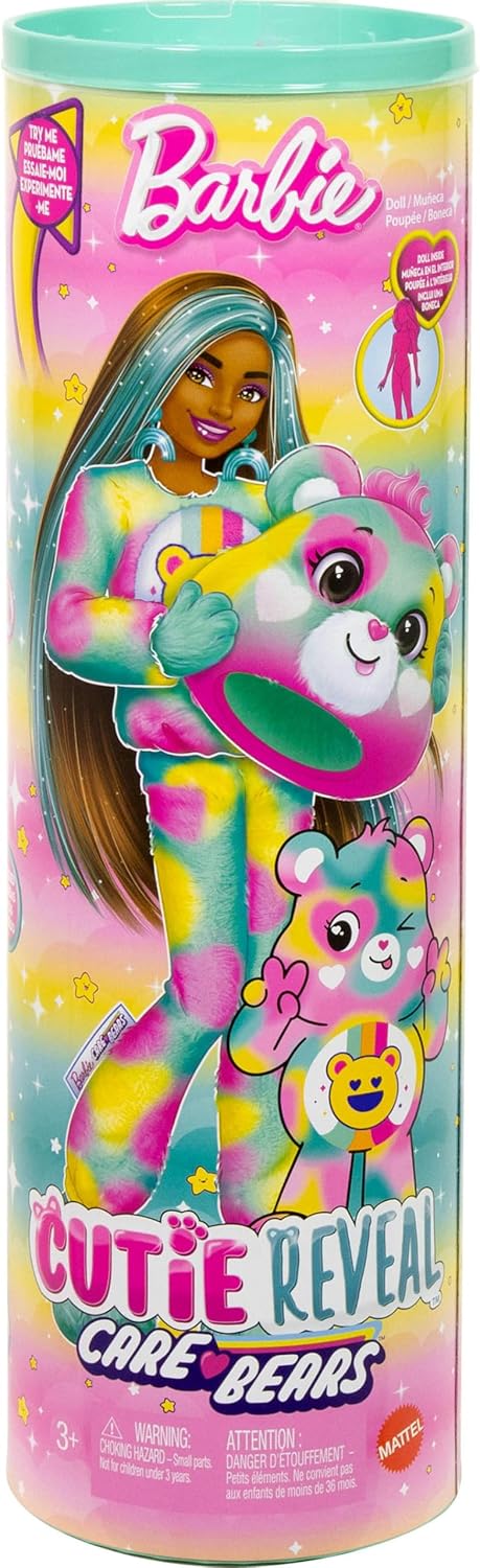 Barbie Cutie Reveal Ursinhos Carinhosos com Boneca e Acessórios, Série 2 Ursinho Boas Vibrações com 10 Surpresas, Incluindo Mudança de Cor e Mini Ursinho, JFV62
