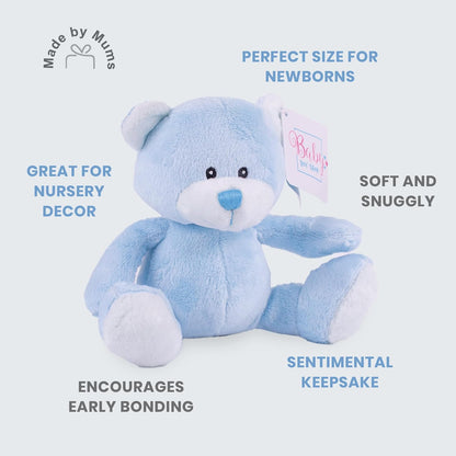 Baby Box Shop - Presentes personalizados para bebês unissex - Manta de bebê personalizada bege, azul, rosa e body de bebê personalizado com ursinho de pelúcia para bebê, ideal como presente de chá de bebê unissex e presente de batizado