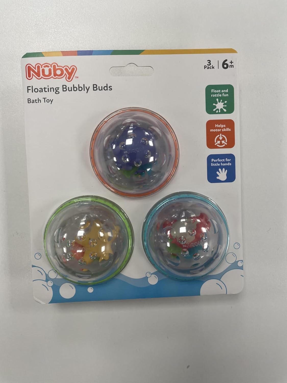 Nuby Brinquedo de banho para bebê Bubbly Buds flutuante - Brincadeira sensorial | Fácil de segurar | Fácil de limpar