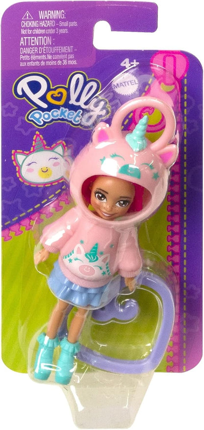 Polly Pocket Hoodie Friends Boneca unicórnio para meninas de 4 anos ou mais