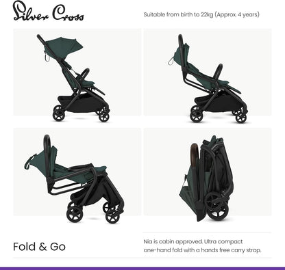 Silver Cross Carrinho de Bebê Compacto  Nia, do nascimento até 22kg, Conífera