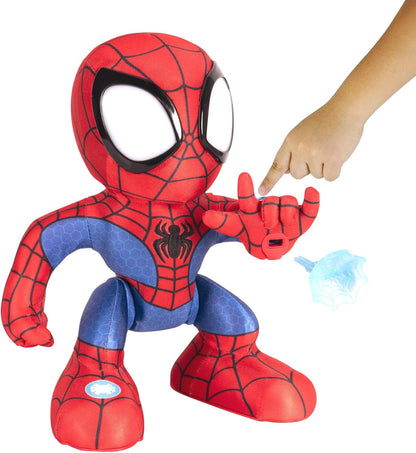 Homem-Aranha e Seus Incríveis Amigos - Incrível Homem-Aranha Flip - Pelúcia animatrônica de 30 cm com luzes, sons e lançador de dardos de teia - Brinquedos do Homem-Aranha da Marvel