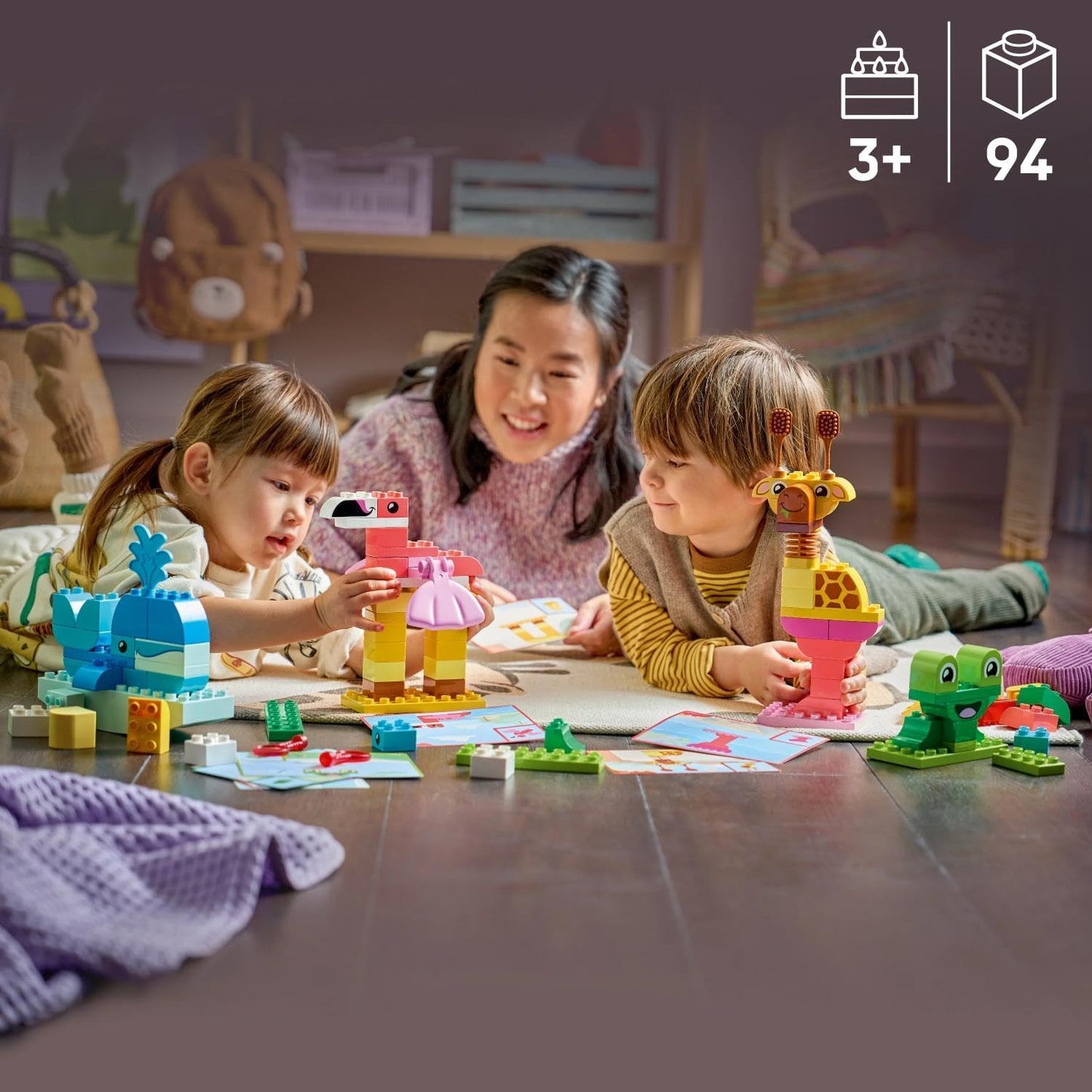 LEGO DUPLO Jogo de Construção de Animais - Brinquedo Educativo de Classificação de Formas e Cores para Crianças - Conjunto Montessori com Figuras e Cartões - Presente de Aniversário para Meninas e Meninos a partir de 3 Anos - 10472