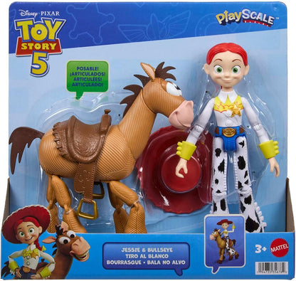 Mattel Disney e Pixar Toy Story 5 – Jessie e Bala no Alvo | Conjunto com 2 Bonecos de Ação (Escala de Brincar / 18 cm), Articulados, Chapéu de Cowboy Removível – JKV21