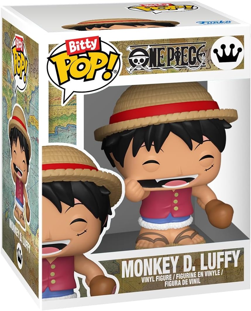 Funko Bitty Pop! One Piece - Pacote com 4 Luffy - Probabilidade de 1/6 para uma variante rara de Chase e uma minifigura surpresa misteriosa - 2,2 cm (0,9 pol.) - Prateleira de exposição empilhável incluída - Ideia para presente