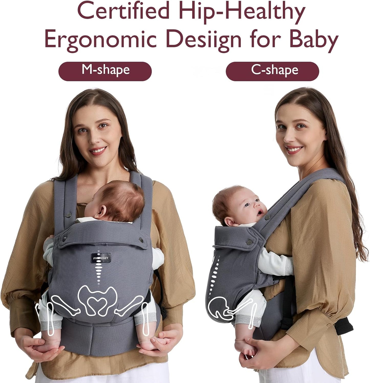 Momcozy Canguru para Bebês Recém-nascidos e Crianças Ergonômico, Aconchegante e Leve