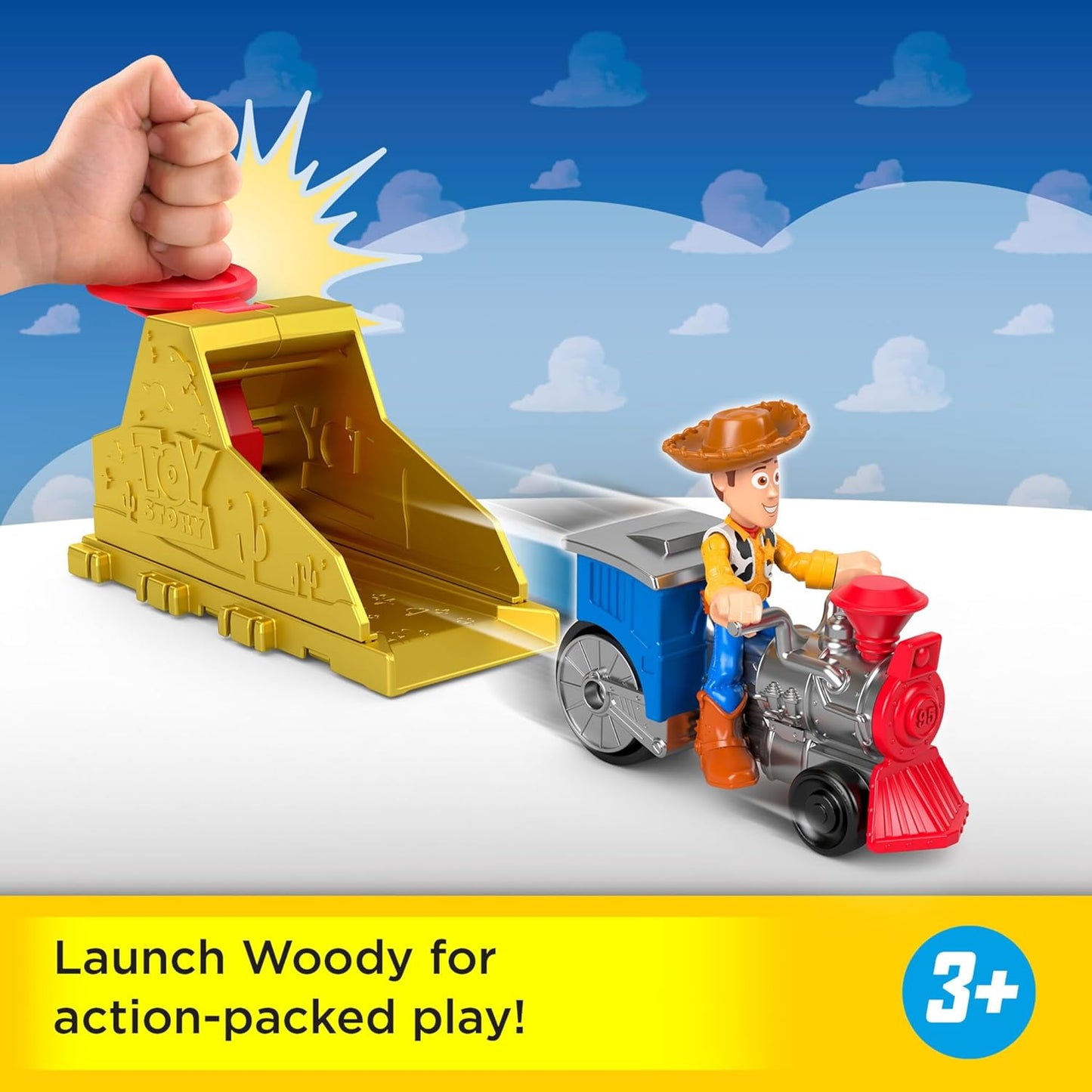 Fisher-Price Conjunto Mattel Imaginext Launcher com figura de ação de 7,6 cm e veículo de brinquedo, inspirado em Toy Story da Disney e Pixar (os personagens podem variar), JKW24