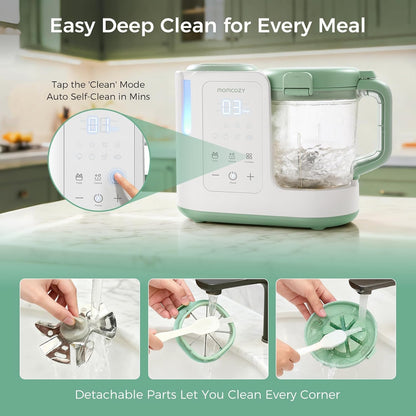 Momcozy Processador de alimentos para bebês AutoMeal, com preparo automático em uma única etapa (cozimento a vapor e trituração)