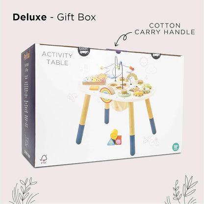 Le Toy Van Tabela de atividades PL137 | Brinquedos infantis - xilofone arco-íris, classificador de formas de madeira e muito mais - 18 meses +, médio