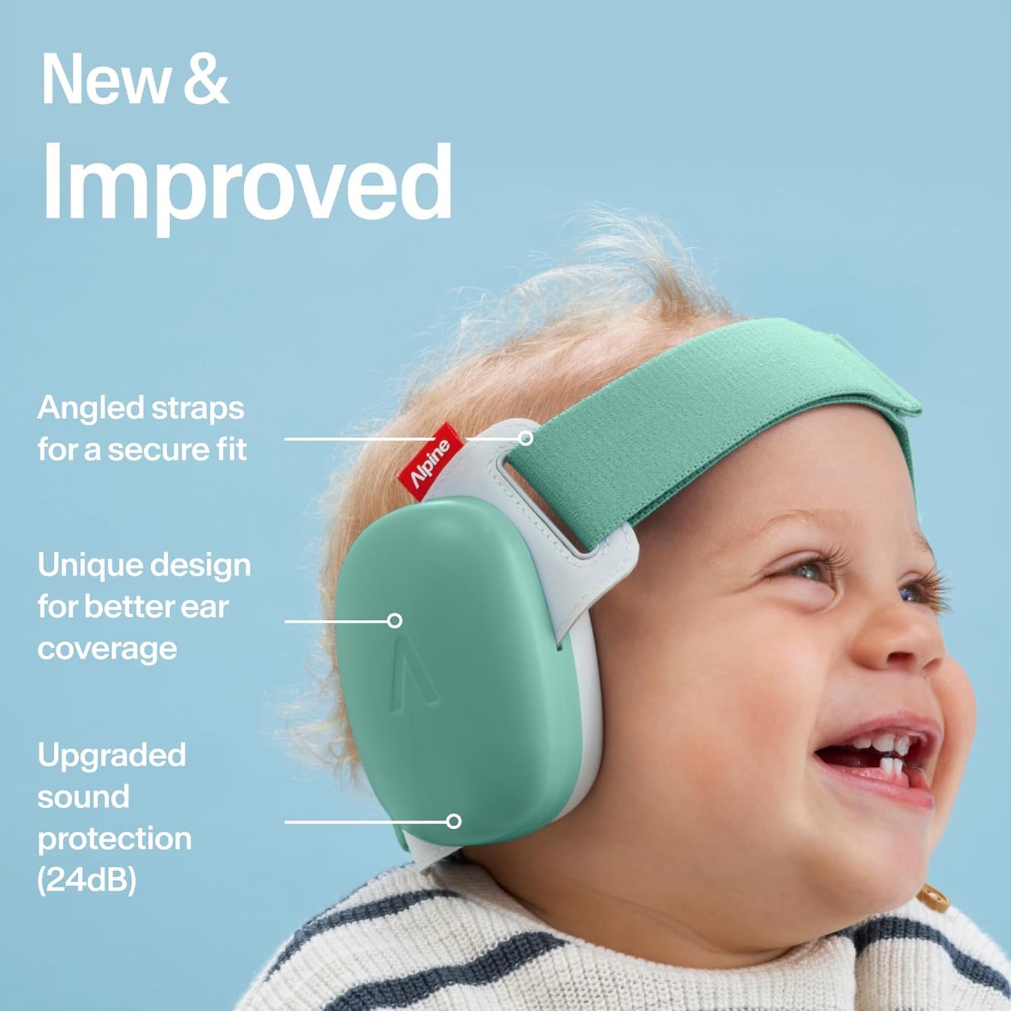 Alpine Protetores auriculares Muffy Baby Comfort para bebês e crianças pequenas - Certificados CE e UKCA - Faixa de cabeça exclusiva para ajuste seguro e confortável - Ajustável em vários níveis,
