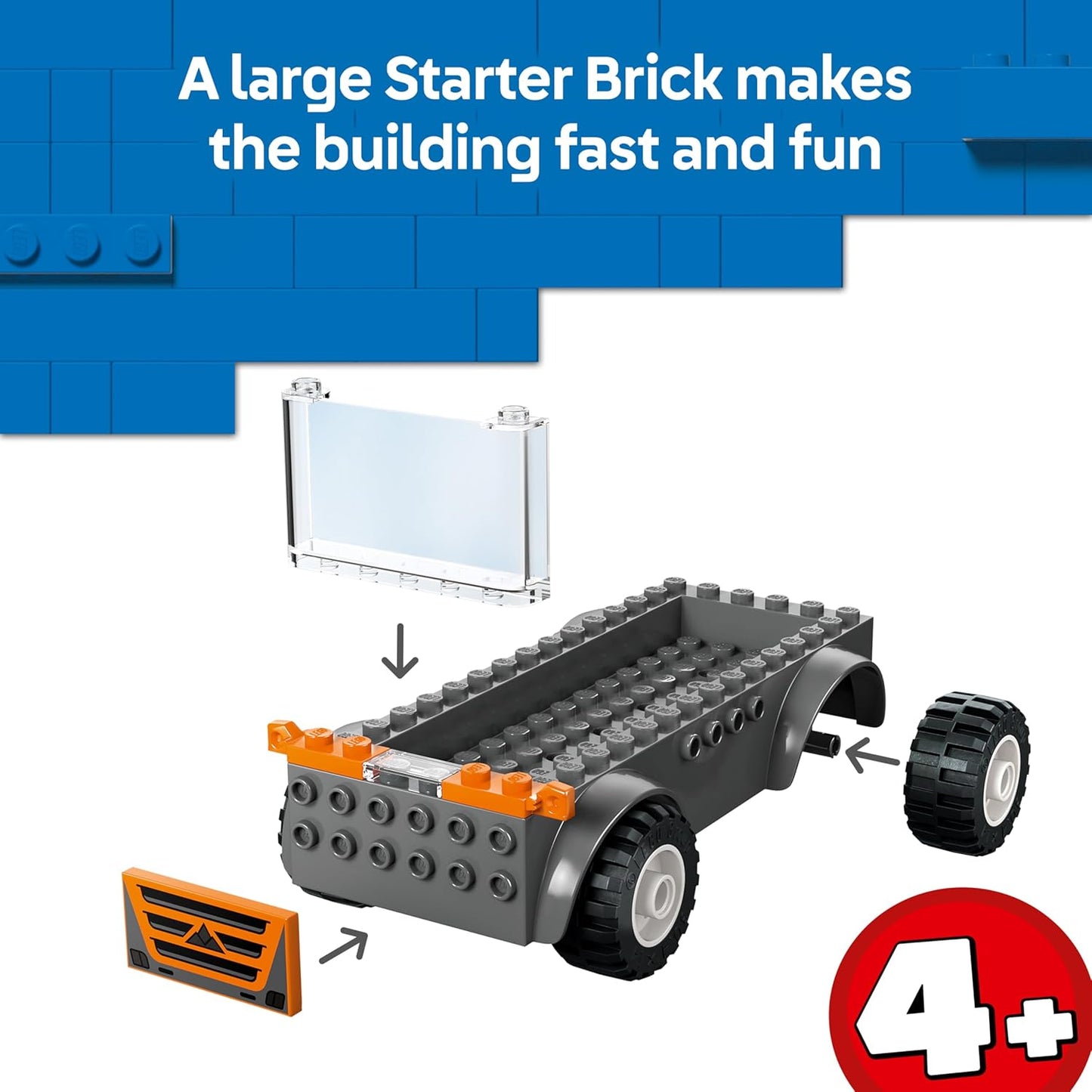 LEGO City Transportador de Motos - Brinquedo para Desenvolvimento da Coordenação Motora Fina com Caminhão Plataforma, 2 Motos, 2 Minifiguras, Rampa e Acessórios - Presente de Aniversário para Meninos a partir de 4 Anos - 60491