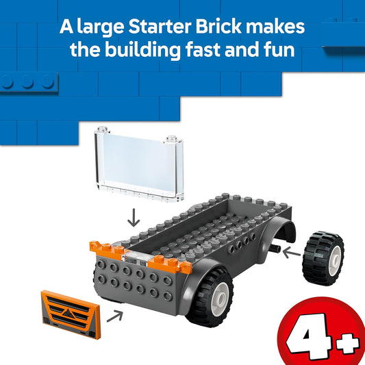 LEGO City Transportador de Motos - Brinquedo para Desenvolvimento da Coordenação Motora Fina com Caminhão Plataforma, 2 Motos, 2 Minifiguras, Rampa e Acessórios - Presente de Aniversário para Meninos a partir de 4 Anos - 60491
