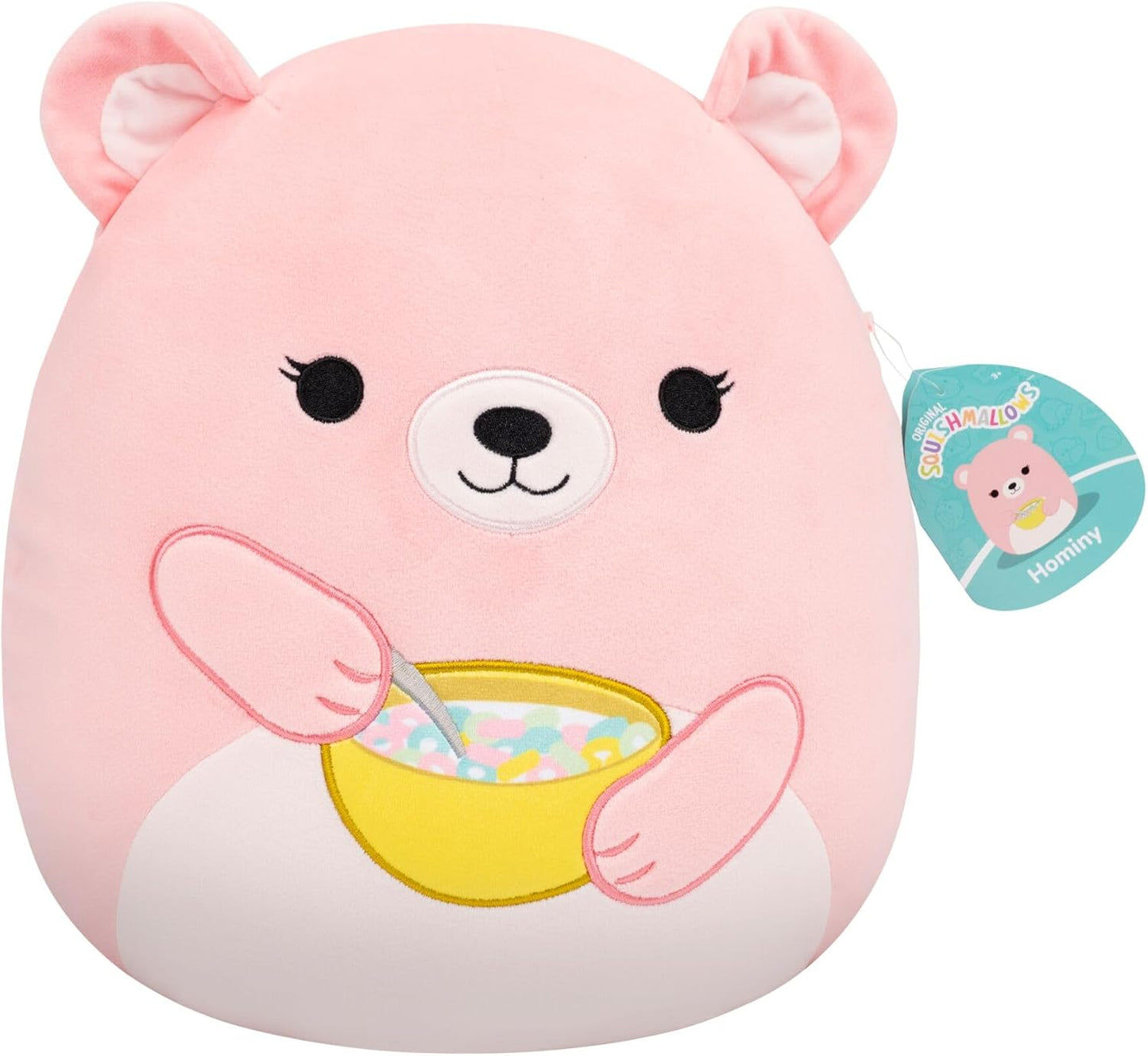 Squishmallows Original de 12 Polegadas – Urso Hominy Segurando uma Tigela de Cereal – Pelúcia Oficial da Jazwares