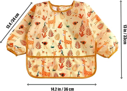 PandaEar Conjunto de 3 Babadores para Desmame com Mangas para Meninas | Babadores Impermeáveis de Manga Longa para Bebês de 6 a 24 Meses | Aventais de Alimentação para Bebês | Babador Completo Anti-Sujeira com Mangas