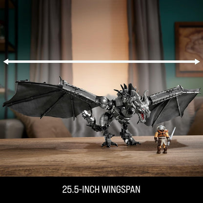 MEGA Bonecos de Ação e Brinquedos de Montar MEGA Skyrim – Alduin, o Devorador de Mundos (619 peças) com 1 figura do Dragonborn, para colecionadores (HXR98)