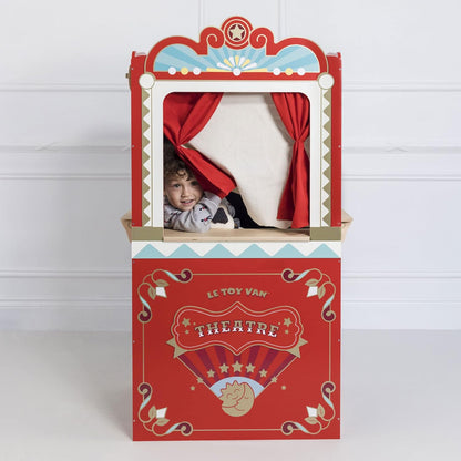 Le Toy Van - Teatro educativo de marionetas en madera | Juguete de juego de rol para niños: apto para mayores de 3 años, multicolor, 69,85 x 40,89 x 121,92 cm