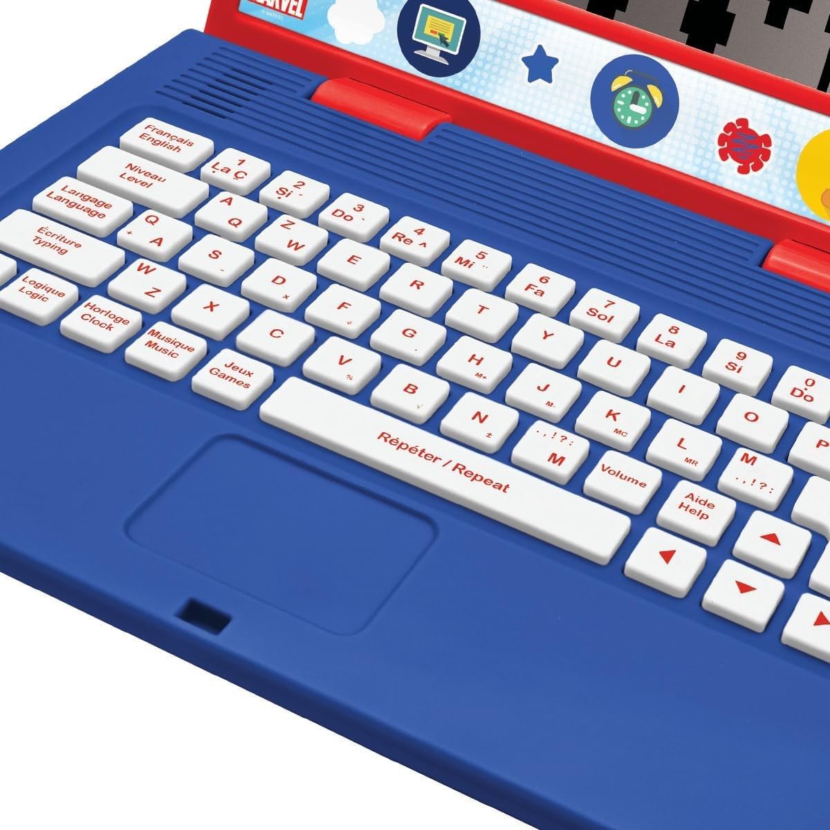 LEXIBOOK, Homem-Aranha e seus Incríveis Amigos, Laptop Educativo Francês/Inglês, Brinquedo Infantil, 170 Atividades para Aprender, Jogar e Ouvir Música, Tela Grande, Vermelho/Azul, JC599SPi1