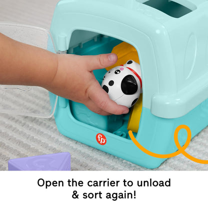 Brinquedo Fisher-Price Baby para Classificação de Formas, Caixa de Transporte e Classificação de Animais FP Pets com Atividades de Coordenação Motora Fina para Bebês a partir de 6 Meses HTW93, Cor Pastel