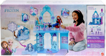 Mattel Conjunto de Brinquedo Castelo de Gelo da Elsa (Disney Frozen) da , com mais de 76 cm de altura | Inclui boneco do Olaf, 5 áreas de brincar, 21 acessórios e possibilidade de brincar em 360 graus; inspirado nos filmes Disney Frozen, JGG41