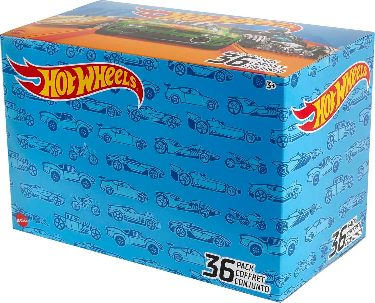 Pacote com 36 carrinhos Hot Wheels, conjunto com vários veículos Hot Wheels modernos e clássicos em escala 1:64 para brincar ou exibir, presente para entusiastas de carros, colecionadores e crianças a partir de 3 anos, GWN98